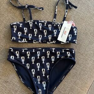 Vineyard vines navy and white lobster two-piece girls size medium